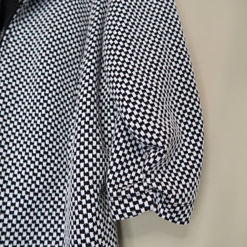 Torrid Zip Up Knit Jacket Black and White Checker 3/4 Ruched Sleeves Women's 4X - Picture 5 of 11